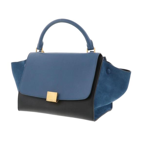 Celine Messenger 2way Color Shoulder Trapeze Bag Blue Block - Picture 1 of 6